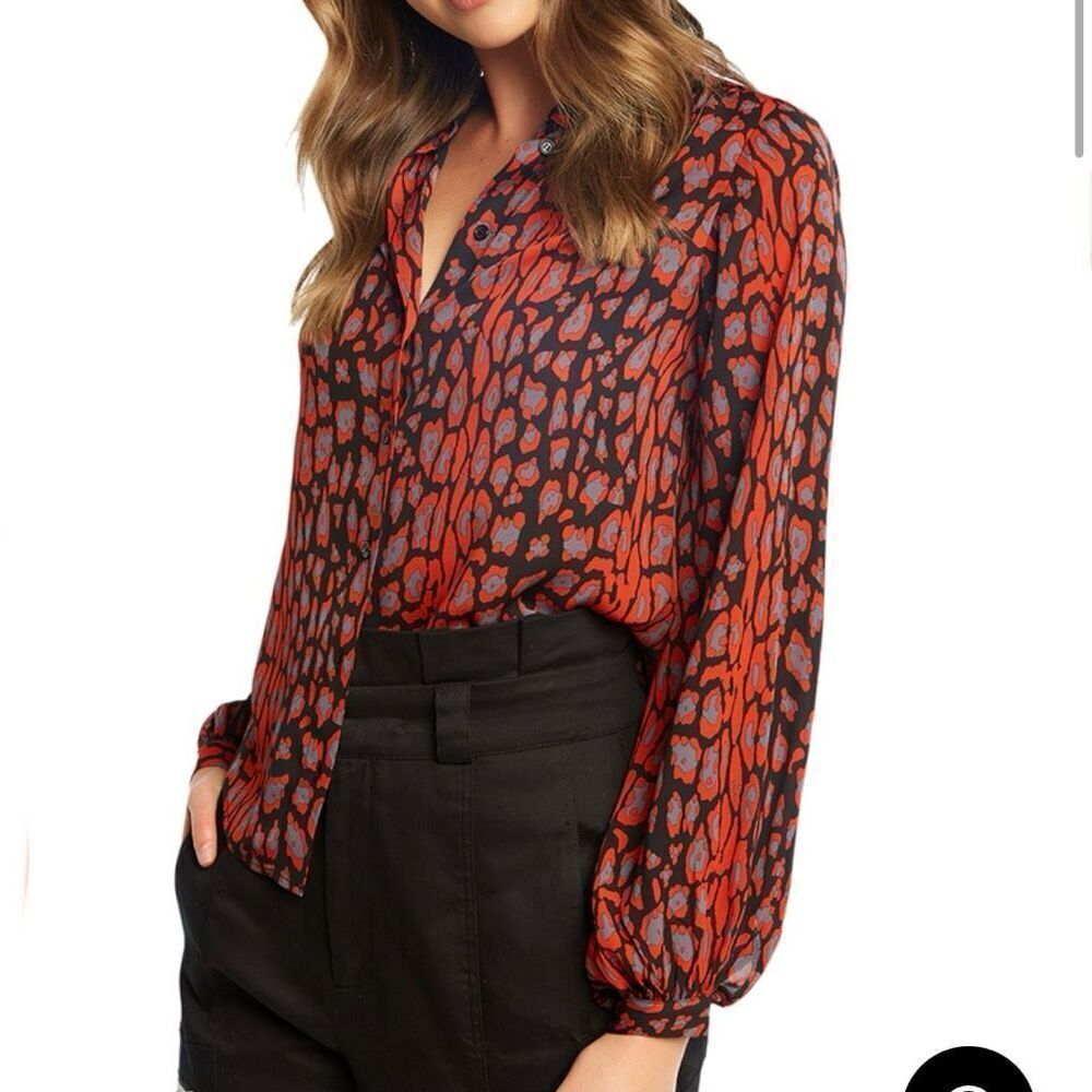 NEW Bardot Mona Leopard Blouse top Size 4 red black